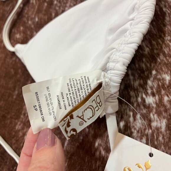 BECCA by Rebecca Virtue White Triangle Bikini Swim Top Small - Picture 5 of 9